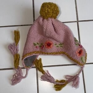 Free People Pink and Gold Knit Hat